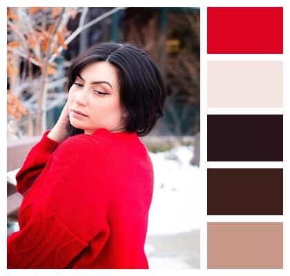 Red Sweater Winter Woman Image